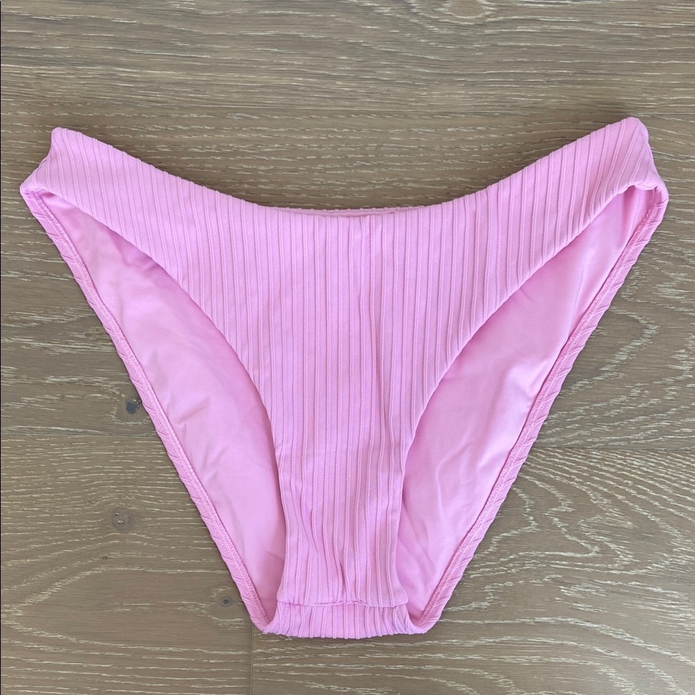 Monday Swimwear Pink Ribbed Bikini Bottom